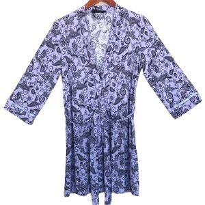 Studio Donatella Floral & Paisley‎ Print Wrap Tie Short Lounge Robe